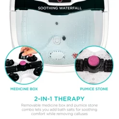 Best Choice Products Portable Heated Shiatsu Foot Bath Massage Spa W/ Pumice Stone, Waterfall, Adjustable Heat