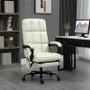 Vinsetto Vibration Massage Office Chair, Reclining Computer Chair With USB Port, Remote Control, Side Pocket And Footrest, Cream White
