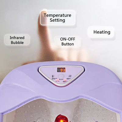 Costway Foot Spa Bath Massager LCD Display Temperature Control Heat Infrared Bubbles Purple - Image 6