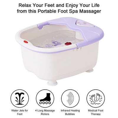 Costway Foot Spa Bath Massager LCD Display Temperature Control Heat Infrared Bubbles Purple - Image 3