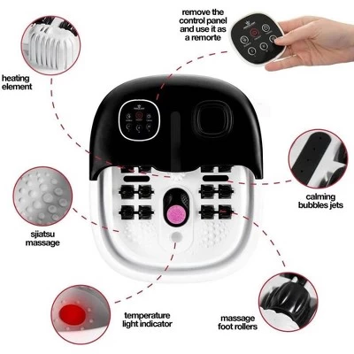 Foot Spa Massager Collapsible Option - Includes Remote Control, Pumice Stone, Heat Option, Bubbles, Jets And Vibration Button - MedicalKinUsa - Image 2