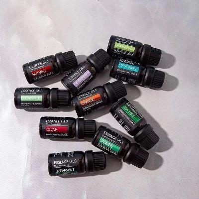 Ultimate Aromatherapy Diffuser Set 10 Essential Oils With Stand Light Wood - Pure Daily Care - Image 2