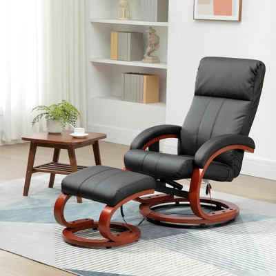 HOMCOM Recliner Chair With Ottoman, Electric Faux Leather Swivel Reclining Chair With 10 Vibration Points, 5 Massage Mode, Remote Control - Image 2