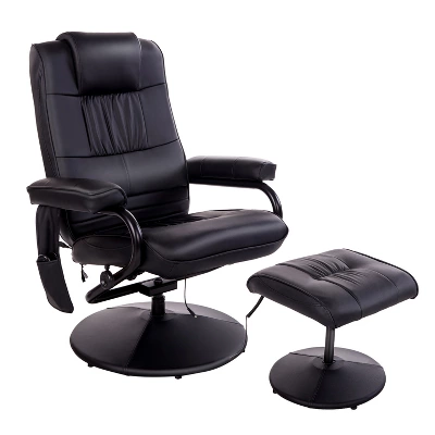 HOMCOM Massaging Faux Leather Recliner Chair And Ottoman Set, Swivel Vibration Massage Lounge Chair With Remote Control For Living Room, Bedroom, Or Office - Image 7