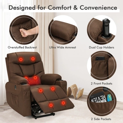 Costway Electric Power Lift Recliner Chair Living Room Sofa Chair With Massage & Heating - Image 7