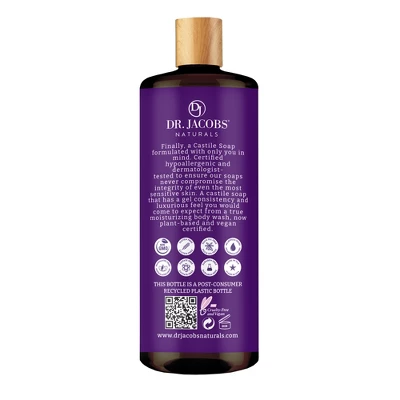 Dr Jacobs Naturals Rich Castile Lavender Body Wash Hypoallergenic Vegan Sulfate-Free Paraben-Free Dermatologist Recommended 32oz - Lavender - Image 2