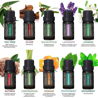 Ultimate Aromatherapy Diffuser Set 10 Essential Oils With Stand Light Wood - Pure Daily Care - Image 3