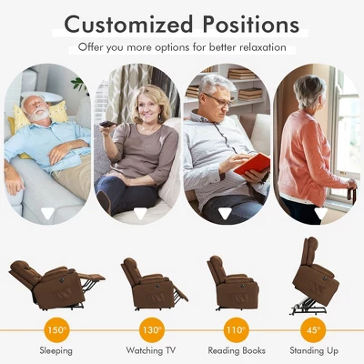 Costway Electric Power Lift Recliner Chair Living Room Sofa Chair With Massage & Heating - Image 6