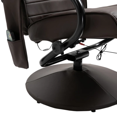 HOMCOM Massaging Faux Leather Recliner Chair And Ottoman Set, Swivel Vibration Massage Lounge Chair With Remote Control For Living Room, Bedroom, Or Office - Image 4