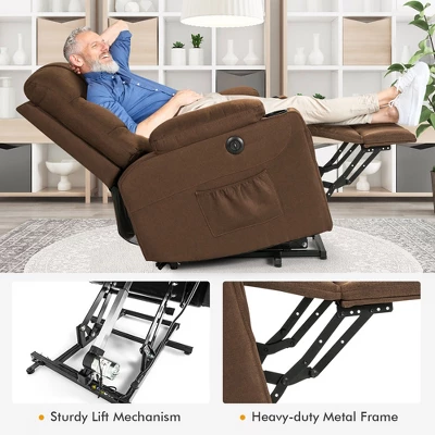 Costway Electric Power Lift Recliner Chair Living Room Sofa Chair With Massage & Heating - Image 8