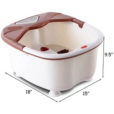 Costway Foot Spa Bath Massager LCD Display Temperature Control Heat Infrared Bubbles Brown - Image 8