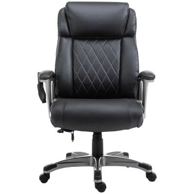 Vinsetto High Back 6-Point Massage Home Office Chair, Swivel Faux Leather Task Chair With Headrest, And Padded Armrests, Black - Image 3