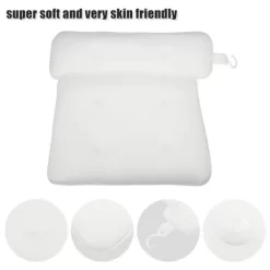 Unique Bargains Relax Bathtub Cushion Bath Pillow For Head Neck And Back With 6 Suction Cups White
