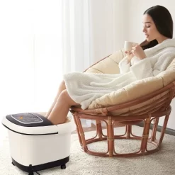 Costway All-In-One Foot Spa Bath Massager Tem/Time Set Heat Vibration W/4 Roller