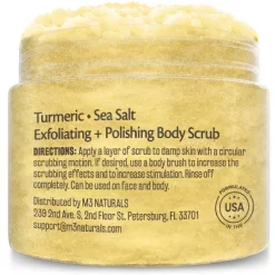Turmeric Body Scrub, Skin Exfoliator With Collagen And Coconut Oil, M3 Naturals, 12oz