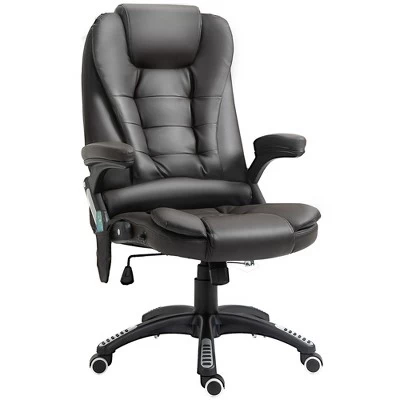 HOMCOM High Back Executive Massage Office Chair With 6 Point Vibration, 5 Modes, Faux Leather Heated Reclining Desk Chair - Image 3