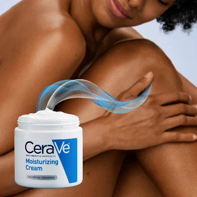 CeraVe Moisturizing Cream, Body And Face Moisturizer For Dry Skin With Hyaluronic Acid And Ceramides Unscented - 12oz - Image 7