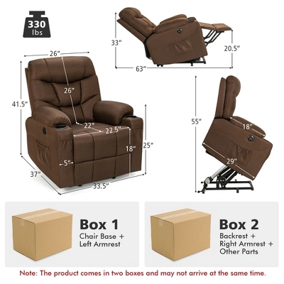 Costway Electric Power Lift Recliner Chair Living Room Sofa Chair With Massage & Heating - Image 3