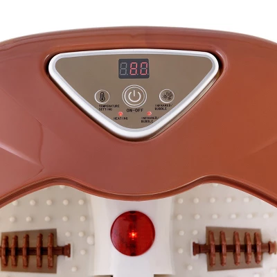 Costway Foot Spa Bath Massager LCD Display Temperature Control Heat Infrared Bubbles Brown - Image 5