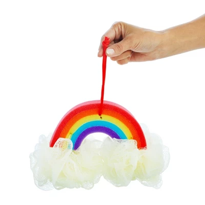 Juvale 3 Pack Rainbow Loofah Body Scrubber, Kids Bath Sponge - Image 3