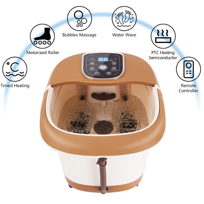 All-In-One Foot Spa Bath Massager Tem/Time Set Heat Bubble Vibration W/6 Roller - Image 3