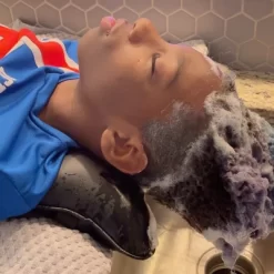 PuffCuff IT'S BOUT TIME! Wash-day Pillow - Memory Foam Neck Support - Removable Faux Leather Cover - For Kids, Teens, Men And Women - Black