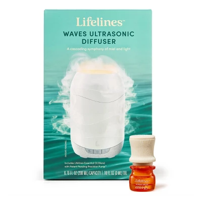 200ml Waves Ultrasonic Diffuser - Cascading Mist And Light Plus Essential Oil Blend - Lifelines - Image 5