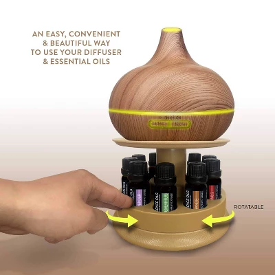 Ultimate Aromatherapy Diffuser Set 10 Essential Oils With Stand Light Wood - Pure Daily Care - Image 4