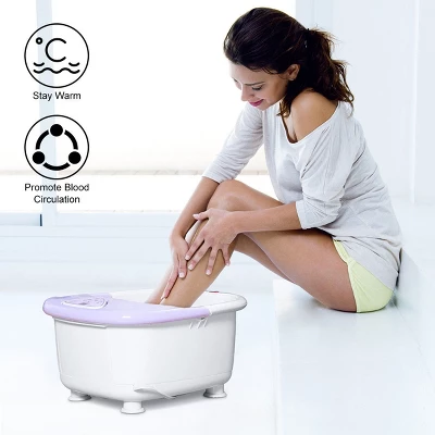 Costway Foot Spa Bath Massager LCD Display Temperature Control Heat Infrared Bubbles Purple - Image 2