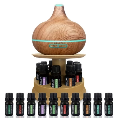 Ultimate Aromatherapy Diffuser Set 10 Essential Oils With Stand Light Wood - Pure Daily Care - Image 5