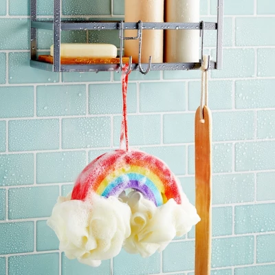 Juvale 3 Pack Rainbow Loofah Body Scrubber, Kids Bath Sponge