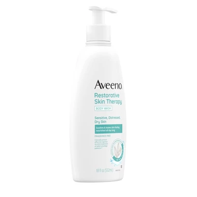 Aveeno Restorative Skin Therapy Sulfate-Free Body Wash - Unscented - 18 Fl Oz - Image 2