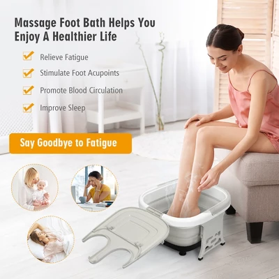 Costway Bath Foot Spa Massager W/ Bubble Red Light Timer Heat Gray - Image 2