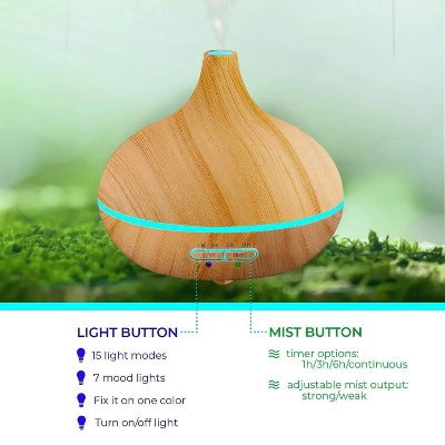 Ultimate Aromatherapy Diffuser Set 10 Essential Oils With Stand Light Wood - Pure Daily Care - Image 6