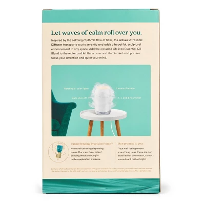 200ml Waves Ultrasonic Diffuser - Cascading Mist And Light Plus Essential Oil Blend - Lifelines - Image 6