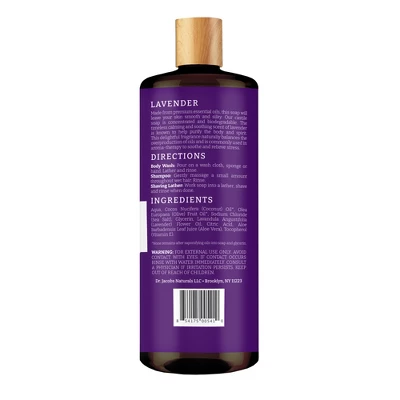 Dr Jacobs Naturals Rich Castile Lavender Body Wash Hypoallergenic Vegan Sulfate-Free Paraben-Free Dermatologist Recommended 32oz - Lavender