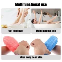 Unique Bargains Bath Massage Pad Back Scrubber Back Brush Exfoliate Feet Scrubber With Suction Cups TPR 2 Pcs