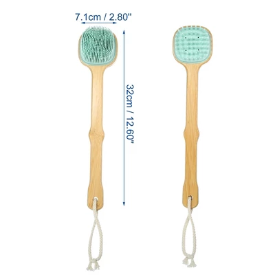 Unique Bargains Dual-Side Silicone Long Handle Bath Brush 1 Pc - Image 3