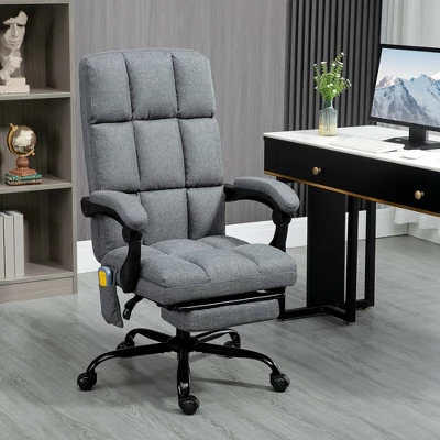 Vinsetto Vibration Massage Office Chair, Reclining Computer Chair With USB Port, Remote Control, Side Pocket And Footrest, Dark Gray - Image 2