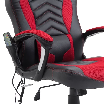 HOMCOM 6 Vibrating Point Massage Computer Gaming Chair 5 Modes, Racing Style Heated Desk Chair Swivel Rolling Chair With Headrest - Image 6