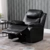 HOMCOM PU Leather Massage Recliner Chair, Swivel Rocker Sofa With Remote Control, Footrest, Padded Seat For Living Room, Bedroom, Black