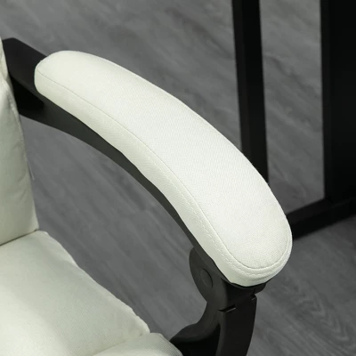 Vinsetto Vibration Massage Office Chair, Reclining Computer Chair With USB Port, Remote Control, Side Pocket And Footrest, Cream White - Image 5