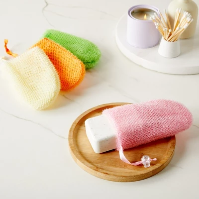 Juvale 4 Pack Soap Savers For Bar Soap With Drawstring Closure, Mesh Pouch For Exfoliating (4 Colors, 3.5 X 6 In)