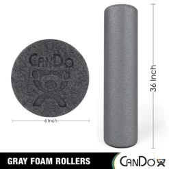 CanDo Plus Round Gray Exercise Fitness Foam Rollers For Muscle Restoration, Massage Therapy, Sport Recovery And Physical Therapy