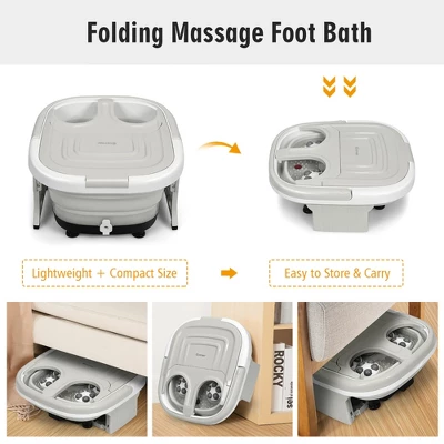 Costway Bath Foot Spa Massager W/ Bubble Red Light Timer Heat Gray - Image 4