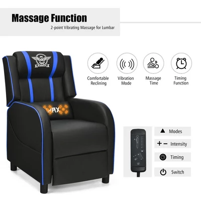 Costway Massage Gaming Recliner Chair Racing Single Lounge Sofa Home Theater Seat - Image 6