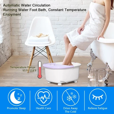Costway Foot Spa Bath Massager LCD Display Temperature Control Heat Infrared Bubbles Purple - Image 4