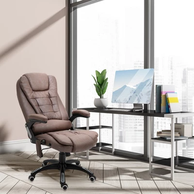 Vinsetto 6 Point Vibrating Massage Office Chair High Back Executive Heated Chair With 5 Modes Reclining Backrest Padded Armrest, Coffee