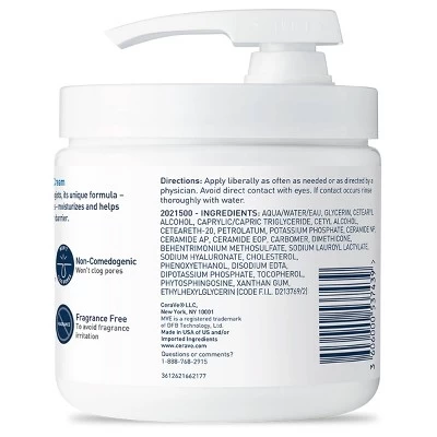 CeraVe Moisturizing Cream For Normal To Dry Skin Unscented - 16 Fl Oz - Image 6