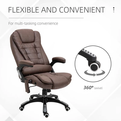 Vinsetto 6 Point Vibrating Massage Office Chair High Back Executive Heated Chair With 5 Modes Reclining Backrest Padded Armrest, Coffee - Image 4